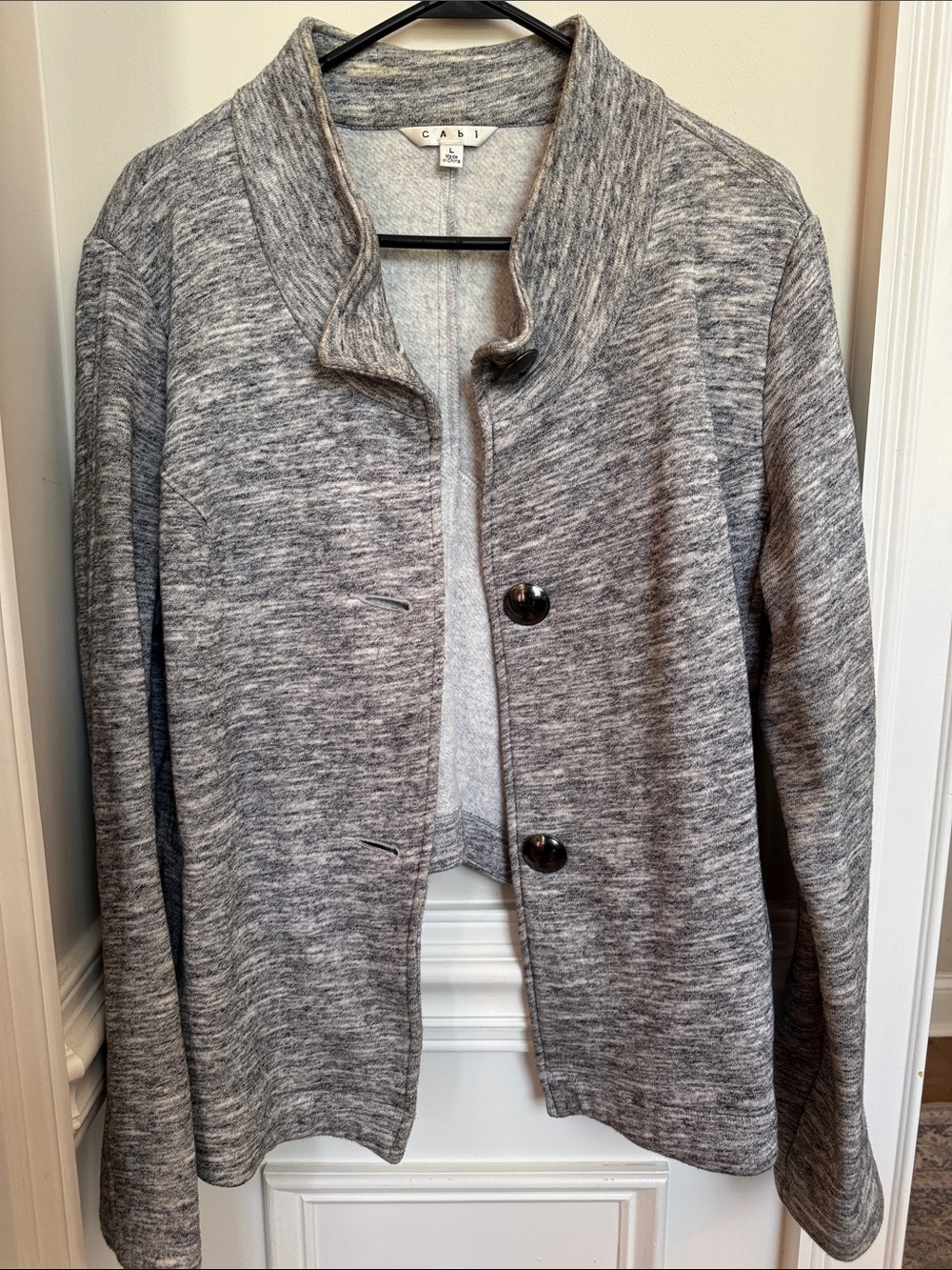 CAbi Gray Marled Button-Front Jacket